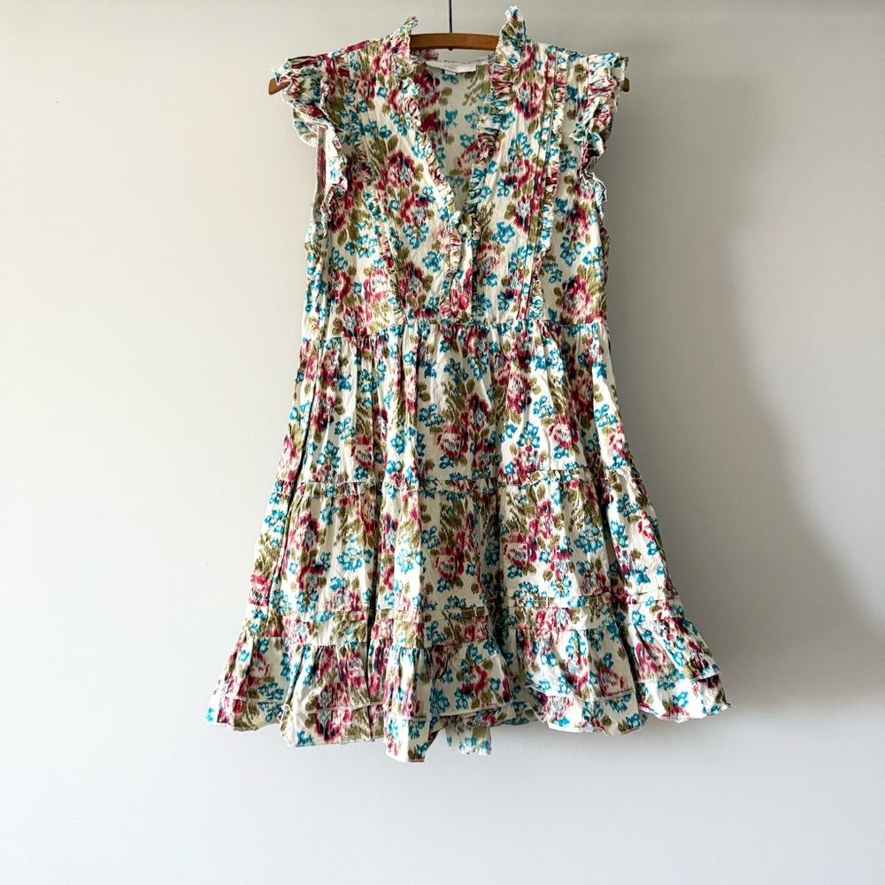 Caroline Constas Floral Ruffle Tiered‎ Dress Size XS Boho Cottagecore